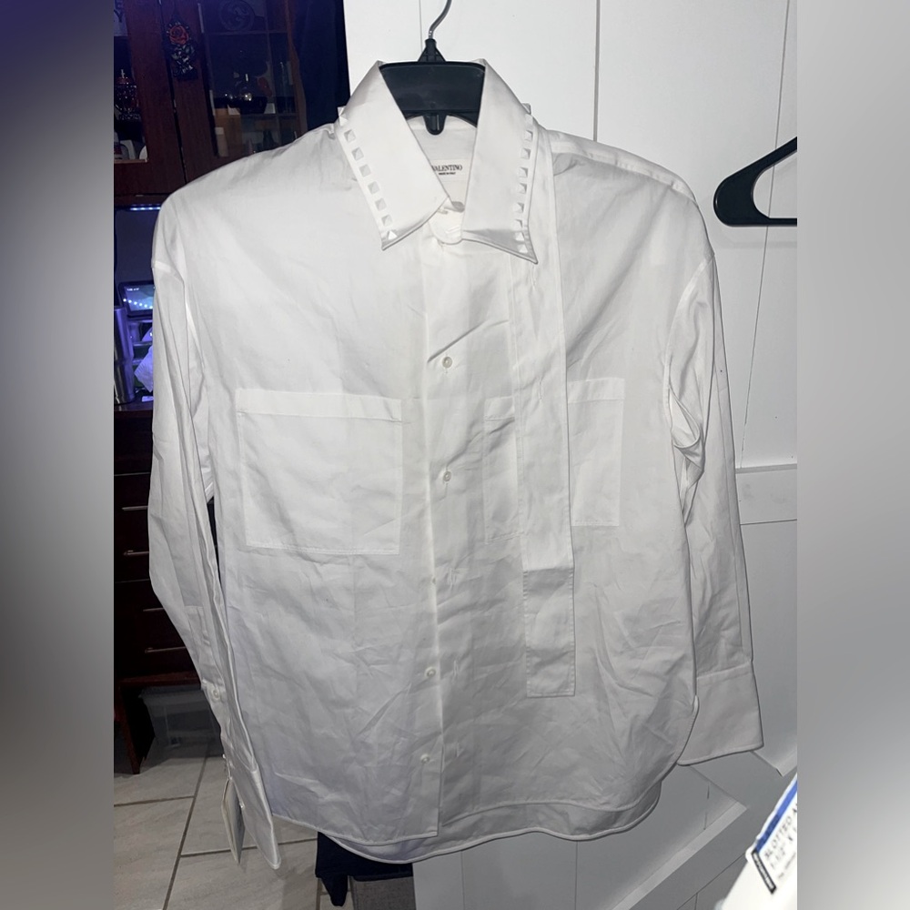NWT Valentino Men’s Oversized Unique White Shirt Size 39 Italy (US 15.5 / S/M)